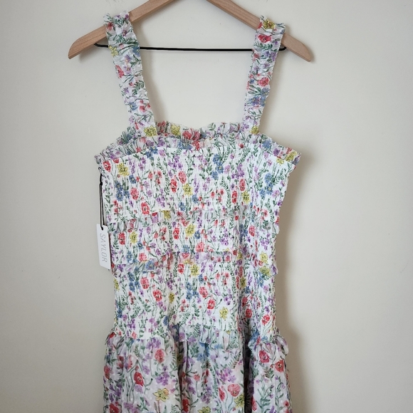 NWT SAYLOR | Leanna Smocked Floral Print Midi Dress - Size L - Picture 8 of 12